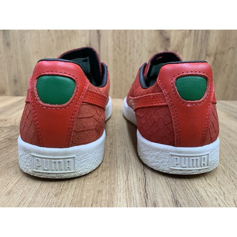 PUMA Clyde GCC Risk Red Snakeskin Suede Sneakers Men's Size 7 362631-02